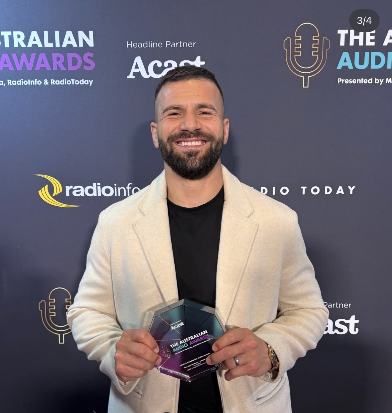 Josh Mansour with his Australian Audio Award