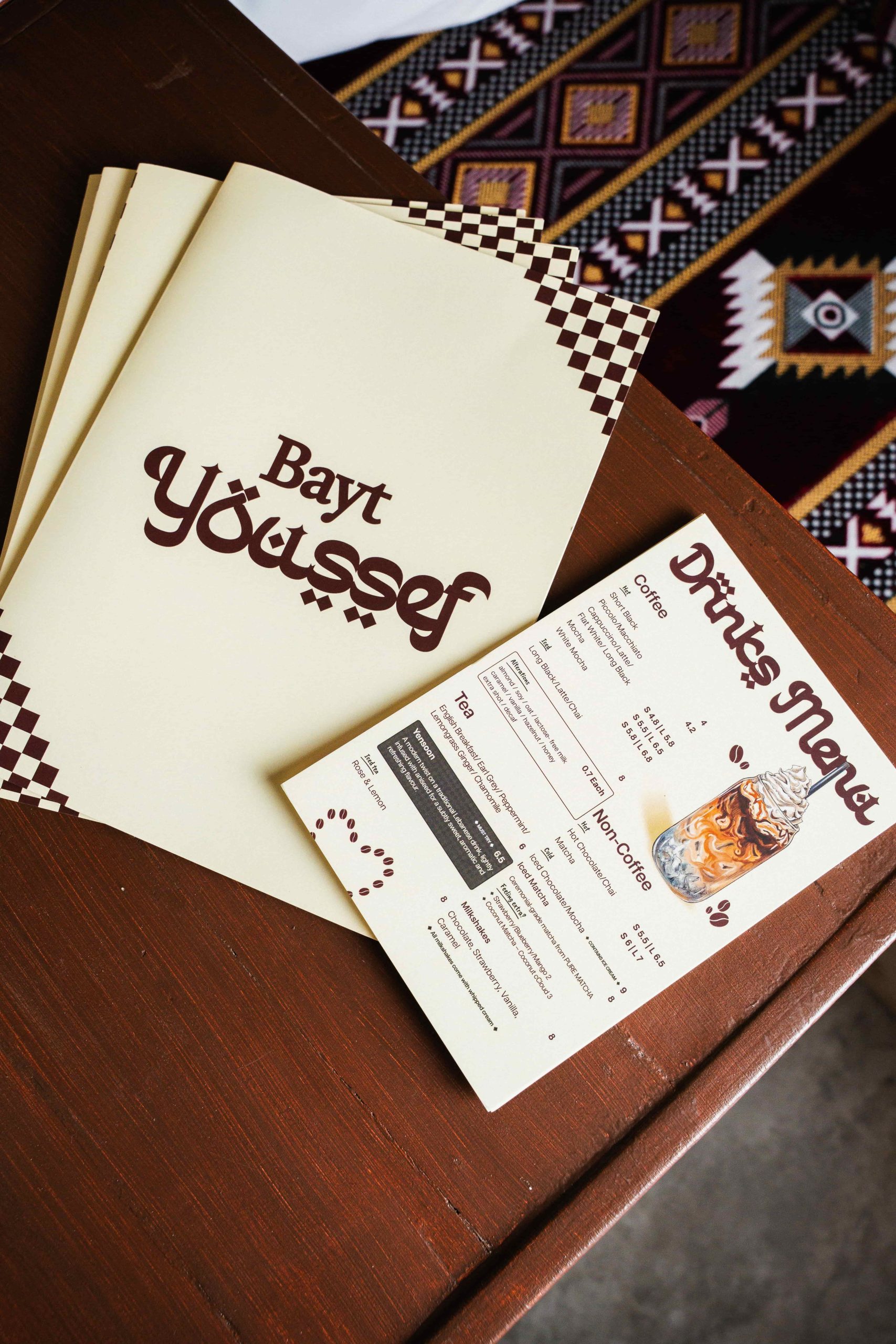 Updated Bayt Youssef cafe menu designed for the Haberfield rebrand