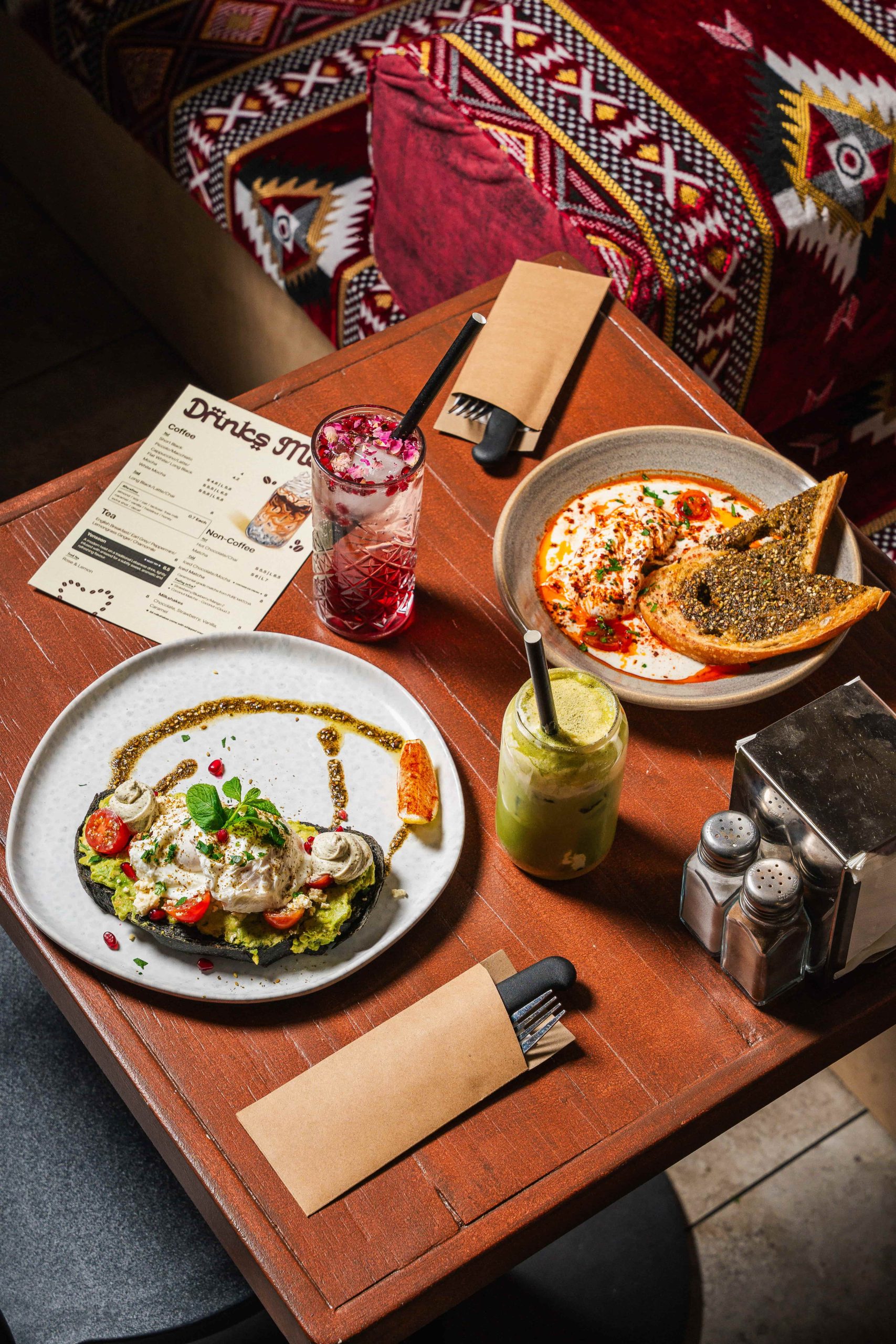 Lebanese breakfast and drinks served at Bayt Youssef cafe Haberfield