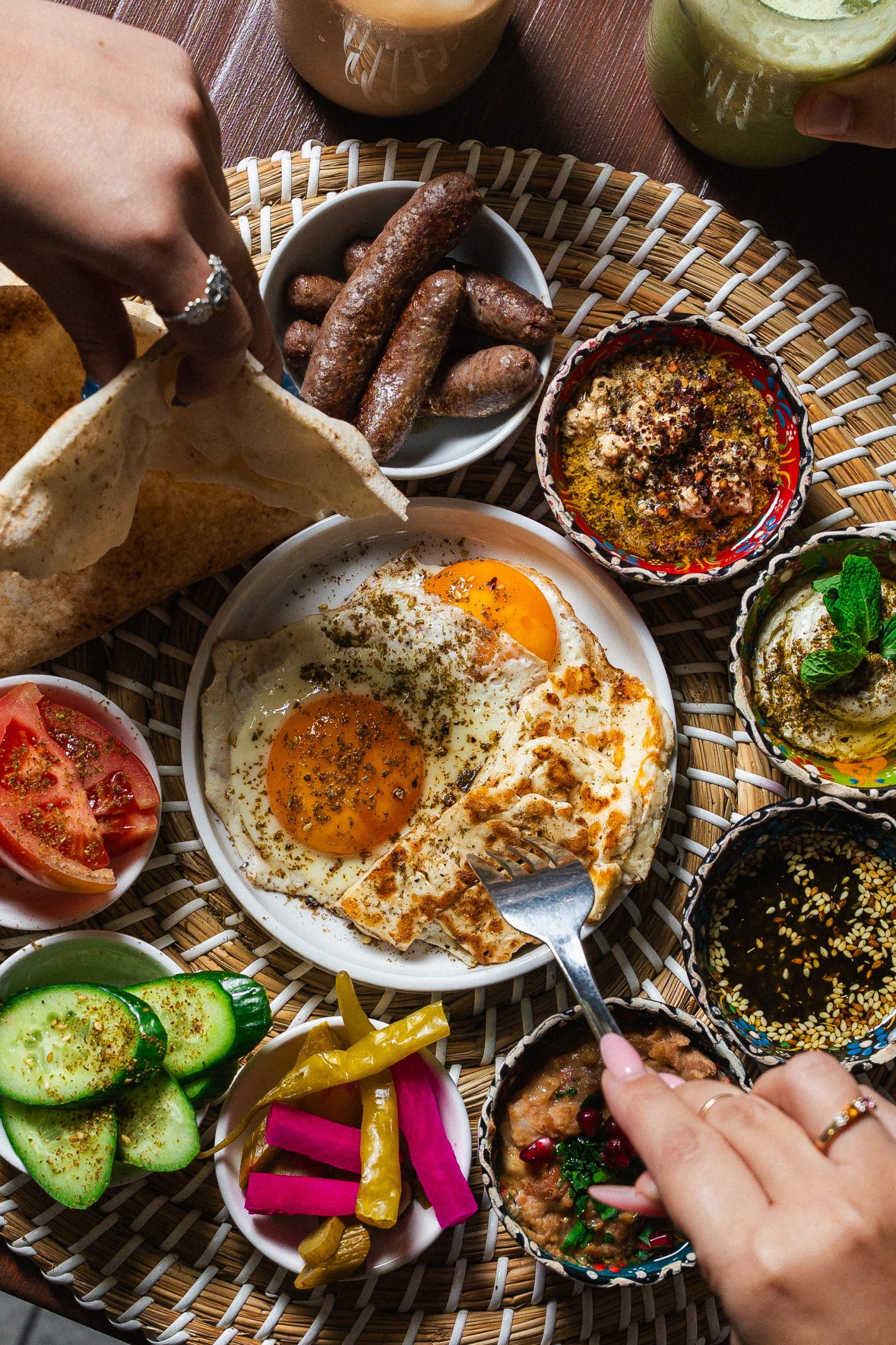 Big breakfast spread photographed at Bayt Youssef Haberfield
