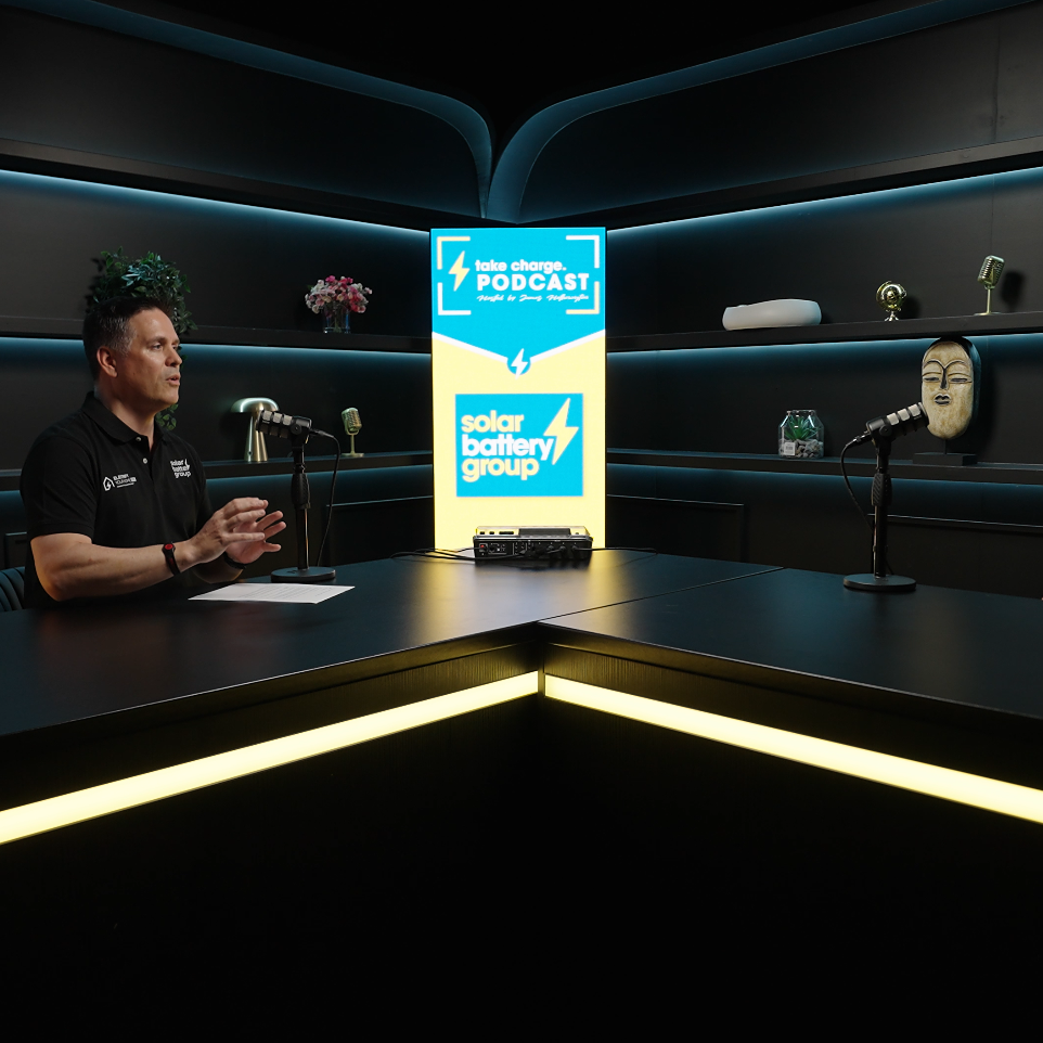Finished Sydney podcast production studio with lighting and recording equipment
