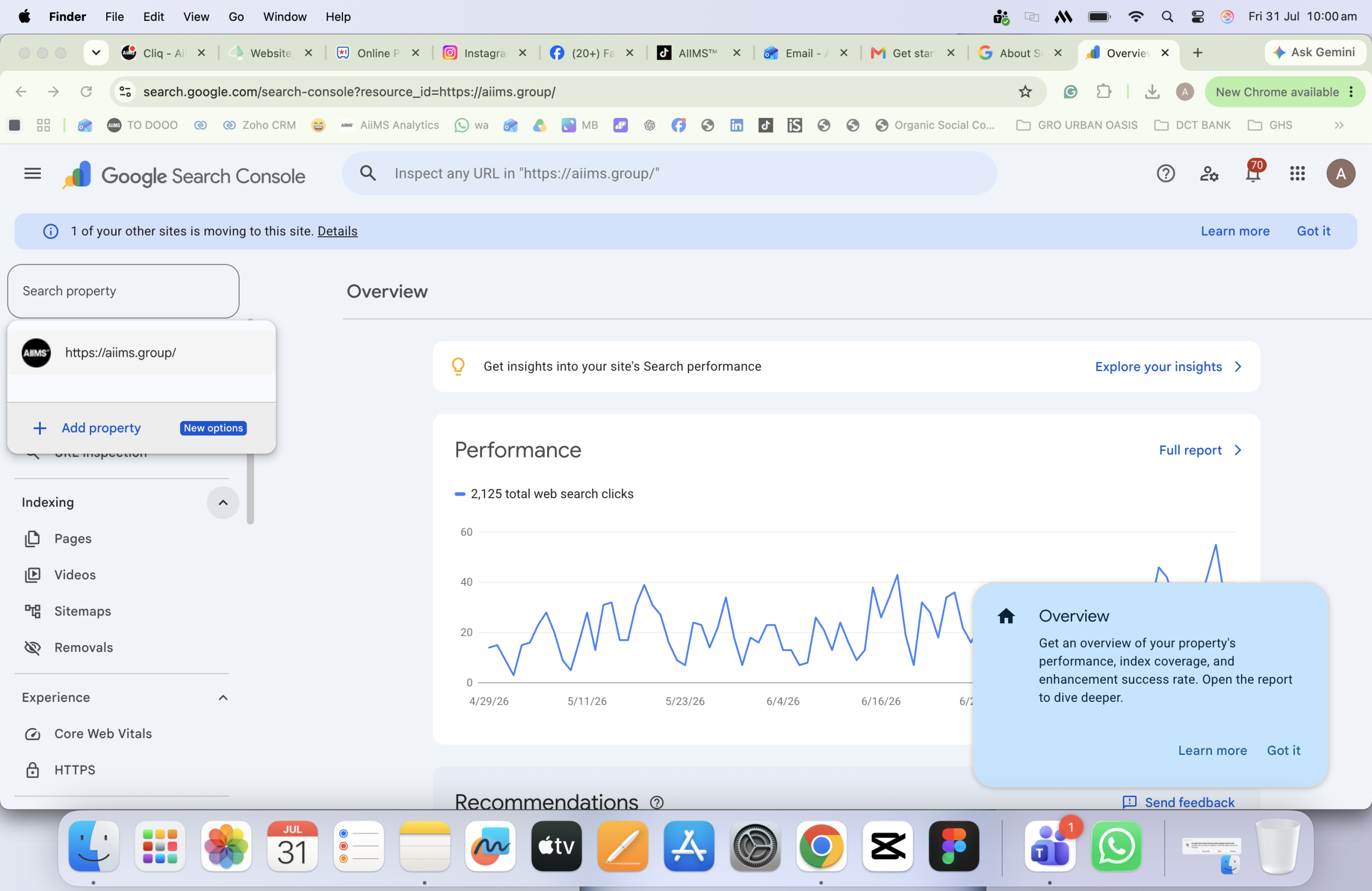 Users and permissions settings for sharing a Search Console Platform Property