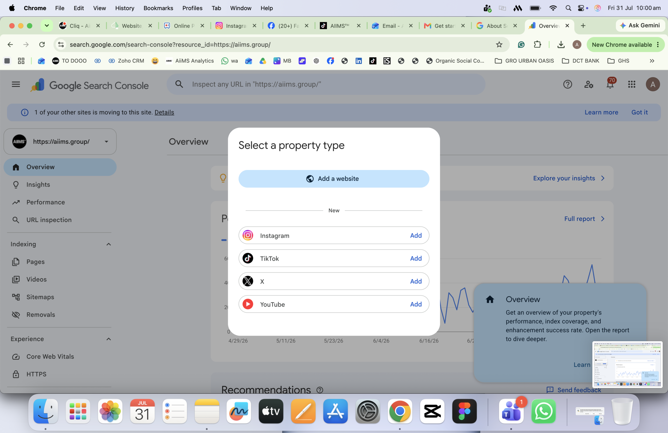 Platform Property overview report in Google Search Console