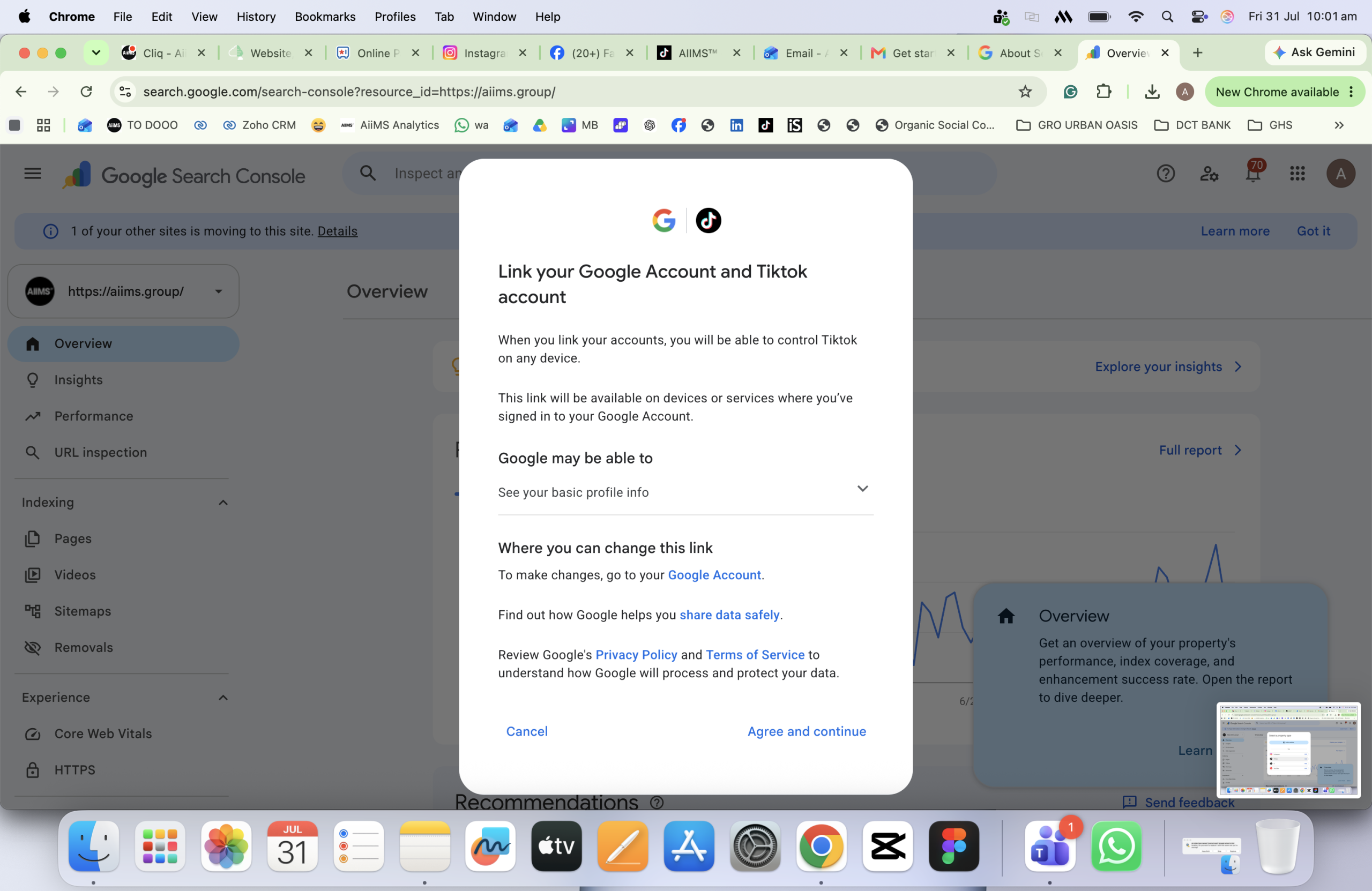 Instagram TikTok X and YouTube Platform Property choices in Search Console