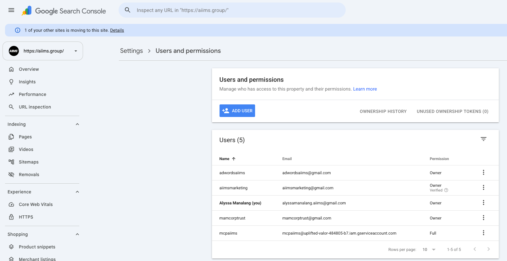 Google Search Console showing the new Platform Properties options