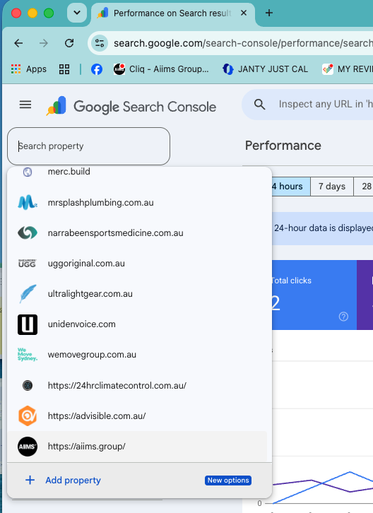 Google Search Console Platform Properties interface for social and video accounts