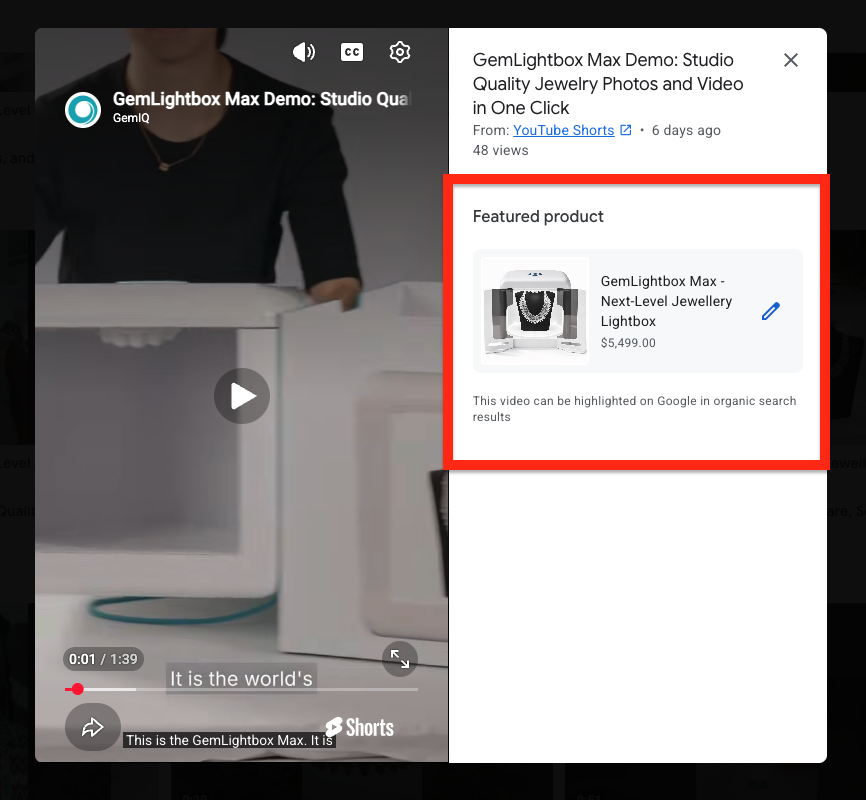 Google Merchant Center Brand Profile card on Google Search showing ecommerce brand information