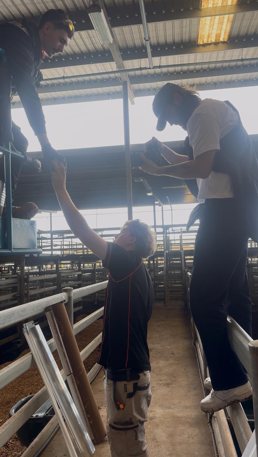 AIIMS production crew lighting a Brillare scene on a commercial worksite