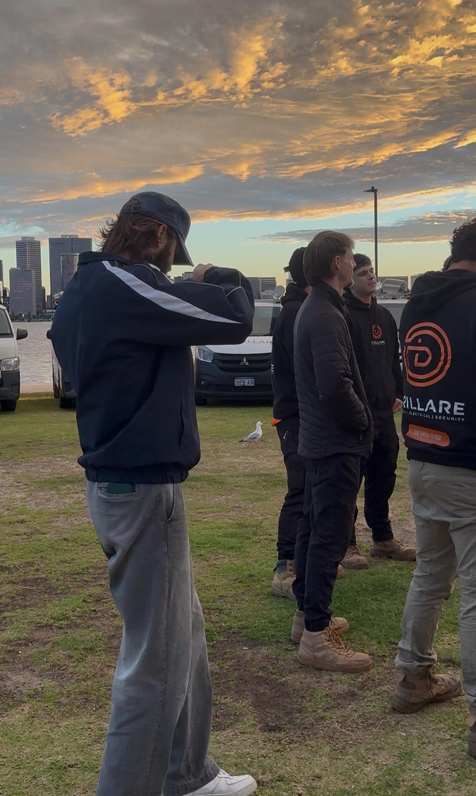 Brillare team preparing for an outdoor scene with the AIIMS camera crew