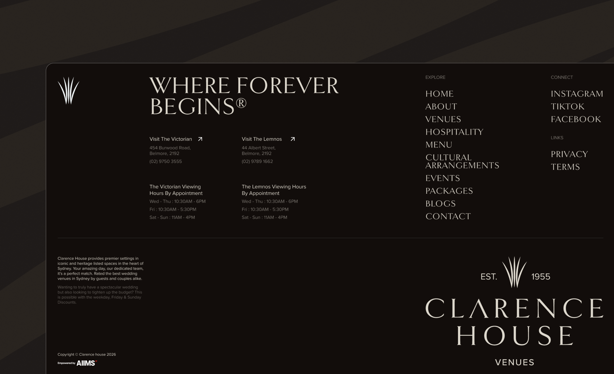 Clarence House hospitality and food presentation