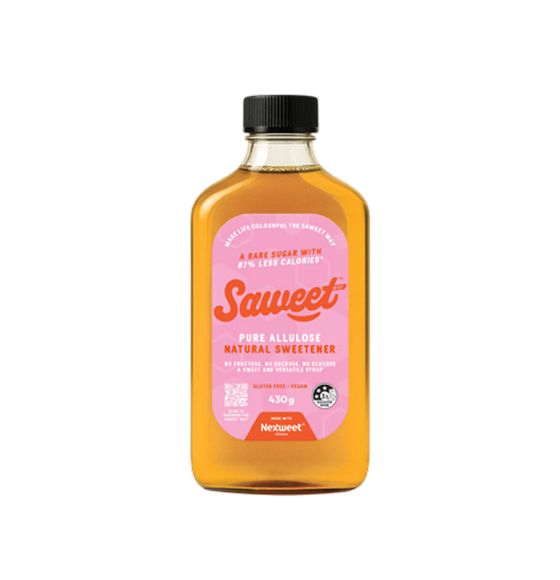 Front of Saweet Way Pure Allulose Natural Sweetener Syrup 430g bottle