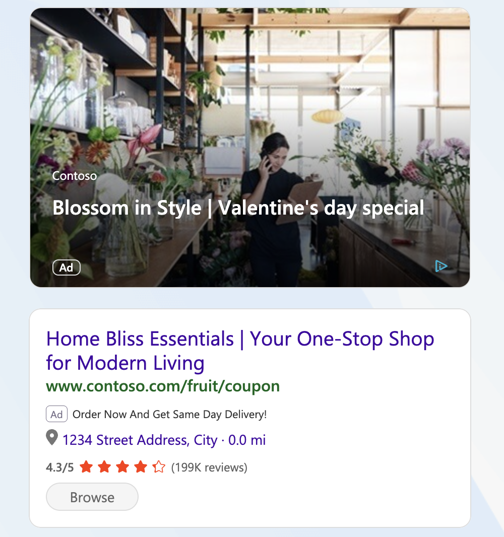 Bing image advertising example