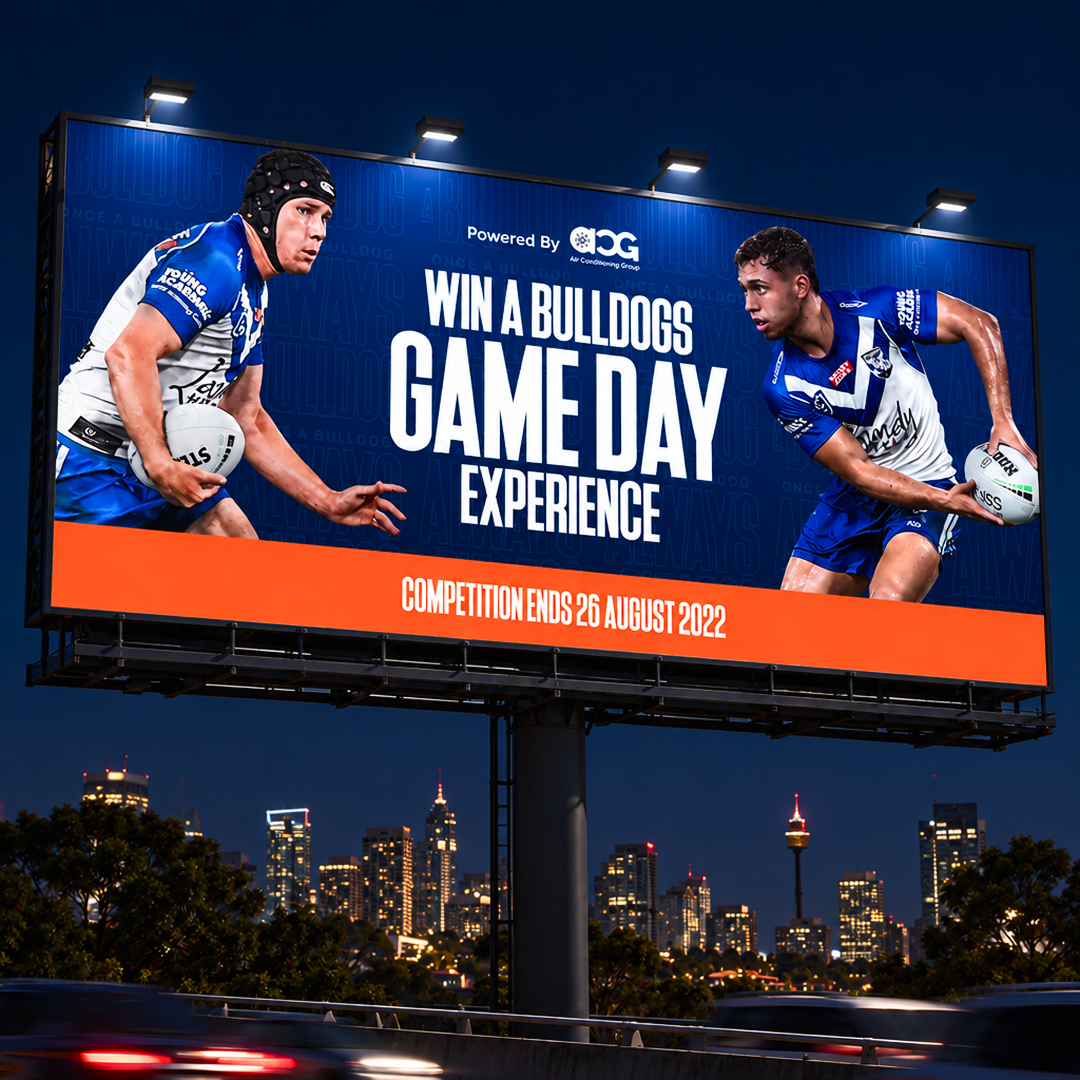 Bulldogs NRL GAMEDAY billboard creative in Darlinghurst by AIIMS Group